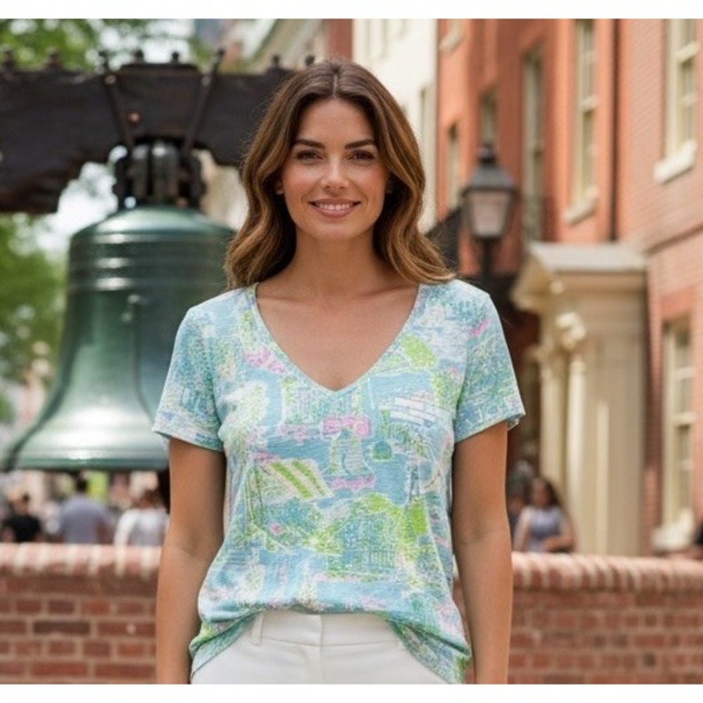 New Lilly Pulitzer Etta Top Loves X Philly Shirt Size Small Philadelphia S RARE